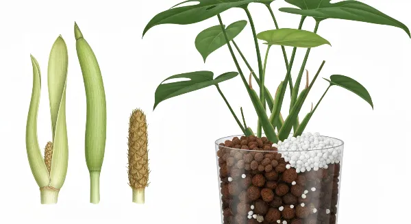 Mélange de substrat avec écorces de pin, éclats de coco et perlite pour Monstera