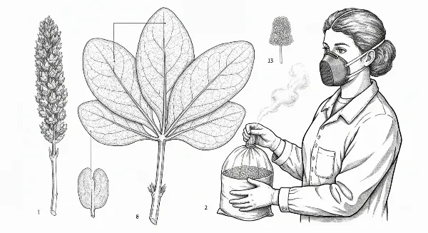 Personne portant un masque et humidifiant de la perlite avant utilisation