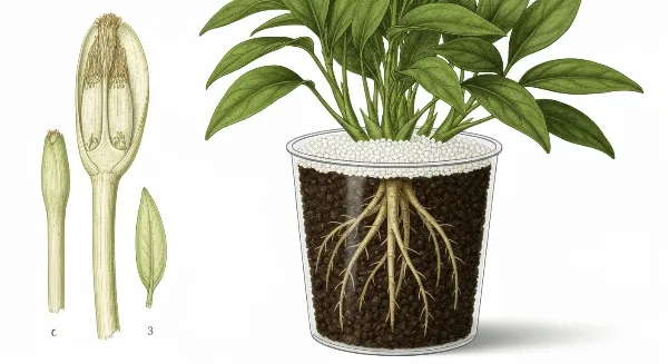 Perlite mélangée à du terreau pour une plante d'intérieur saine