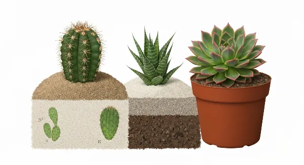 Mélange de substrat maison pour cactus et succulentes avec sable, graviers et terreau dans un pot
