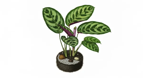 Calathea en pleine santé dans un pot avec un substrat idéal