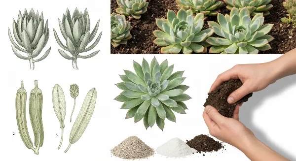 Mains préparant un substrat drainant avec sable, pouzzolane et terreau pour des succulentes